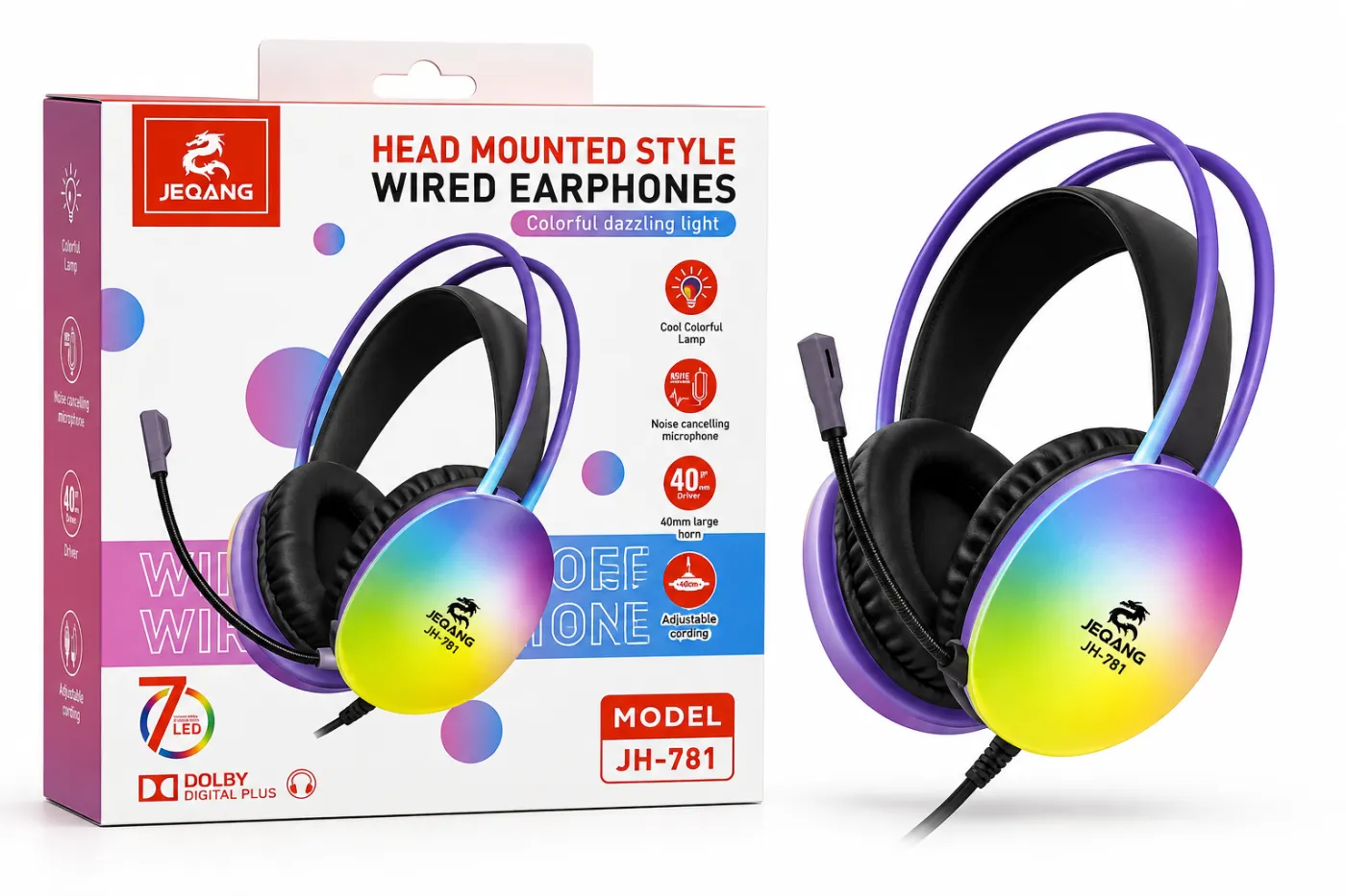 JEQANG JH-781 Head Mounted Style Wired Earphones