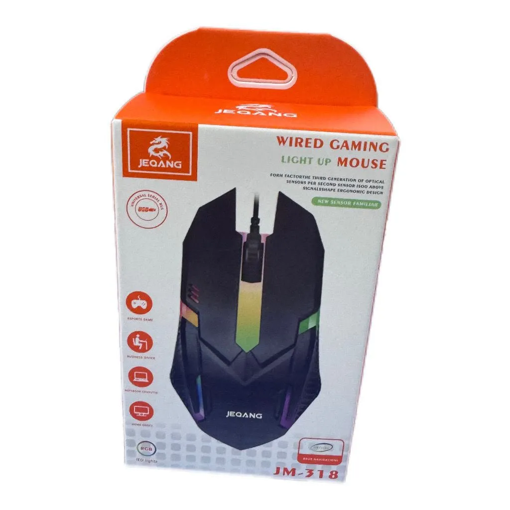 Jeqang JM-318 Wired Gaming Light Up Mouse
