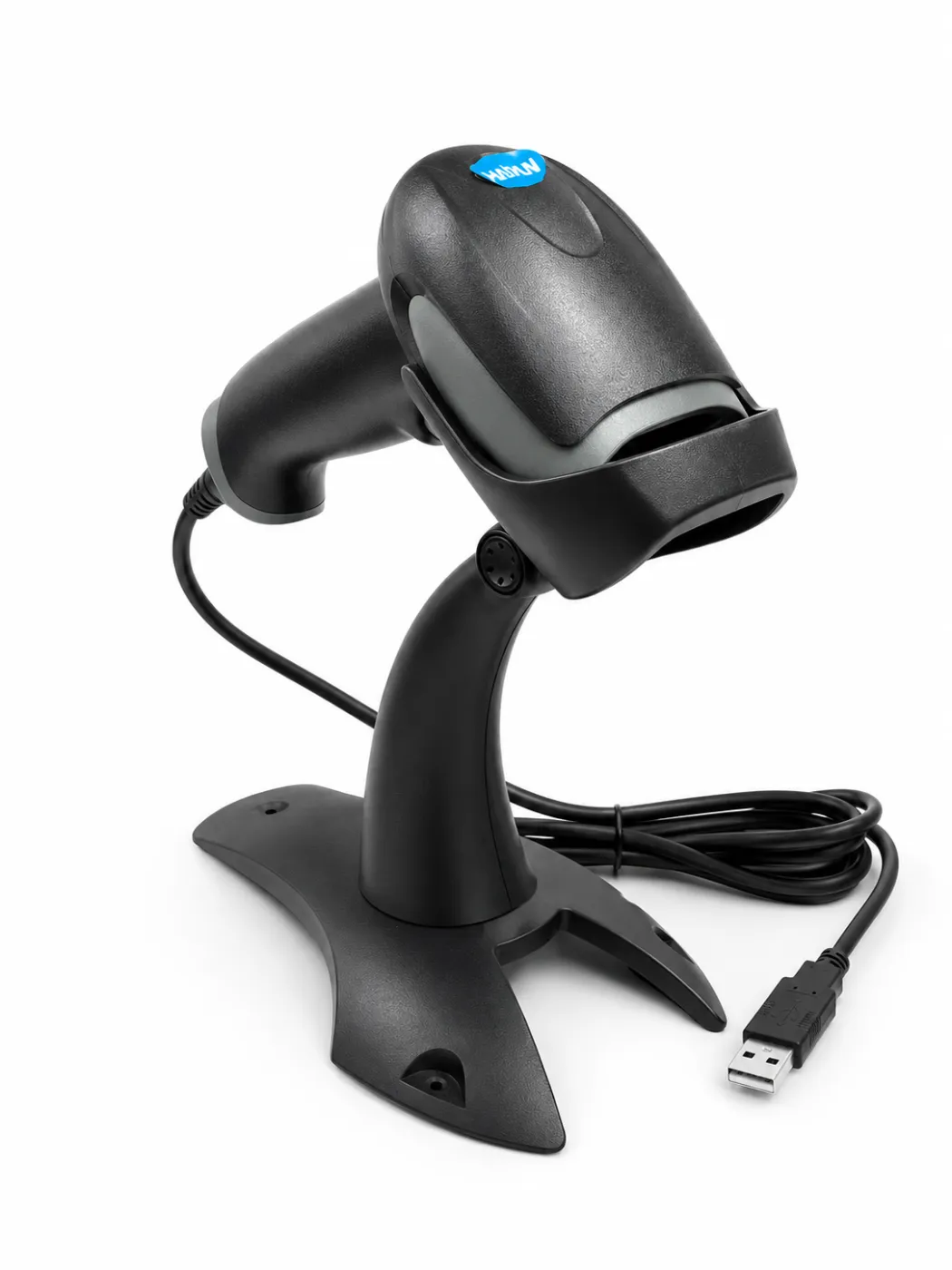 قارئ باركود سلكي محمول مع حامل (Wired Handheld Barcode Scanner with Stand)