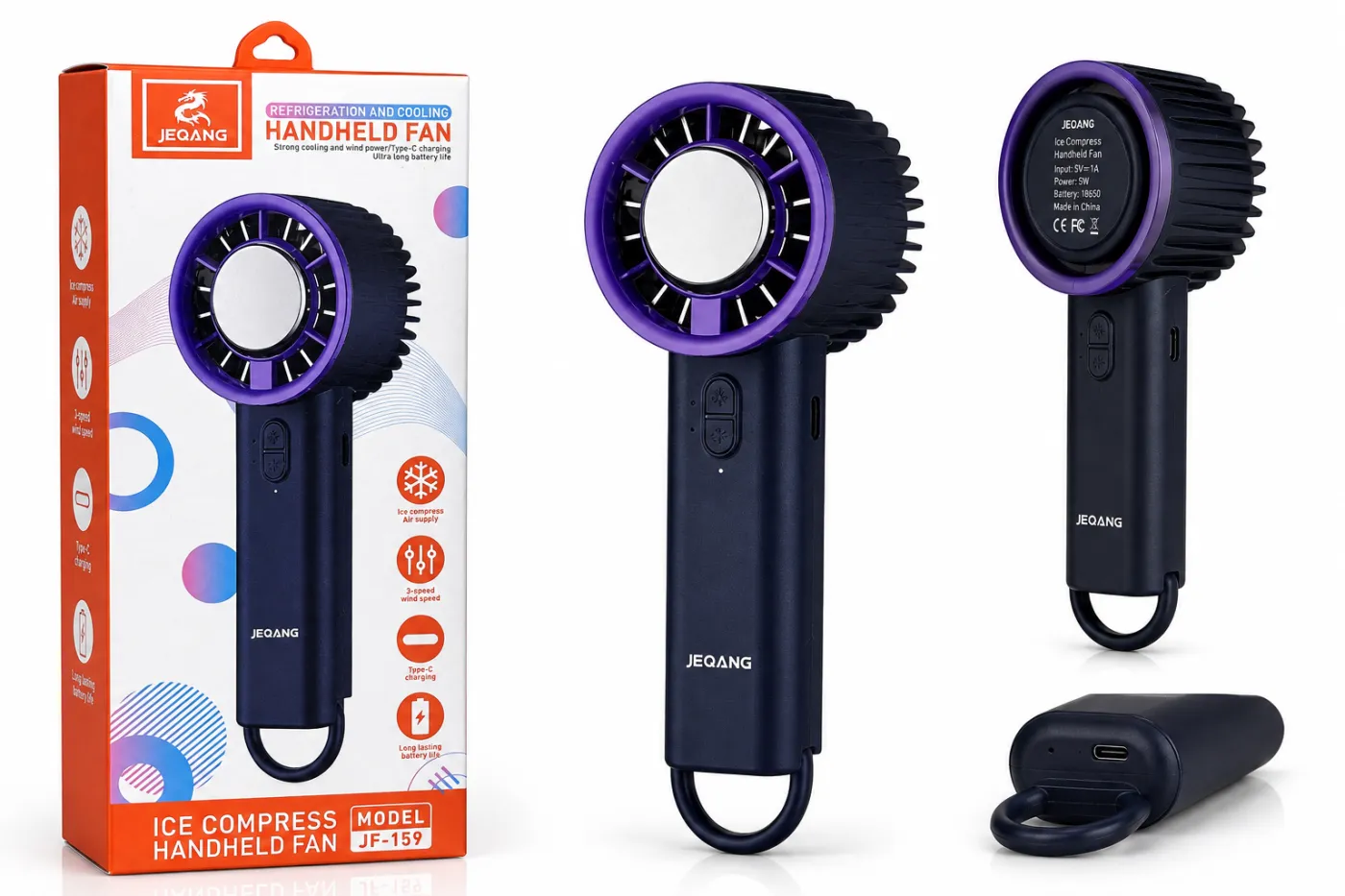 مروحة تبريد محمولة JEQANG (Ice Compress Handheld Fan)