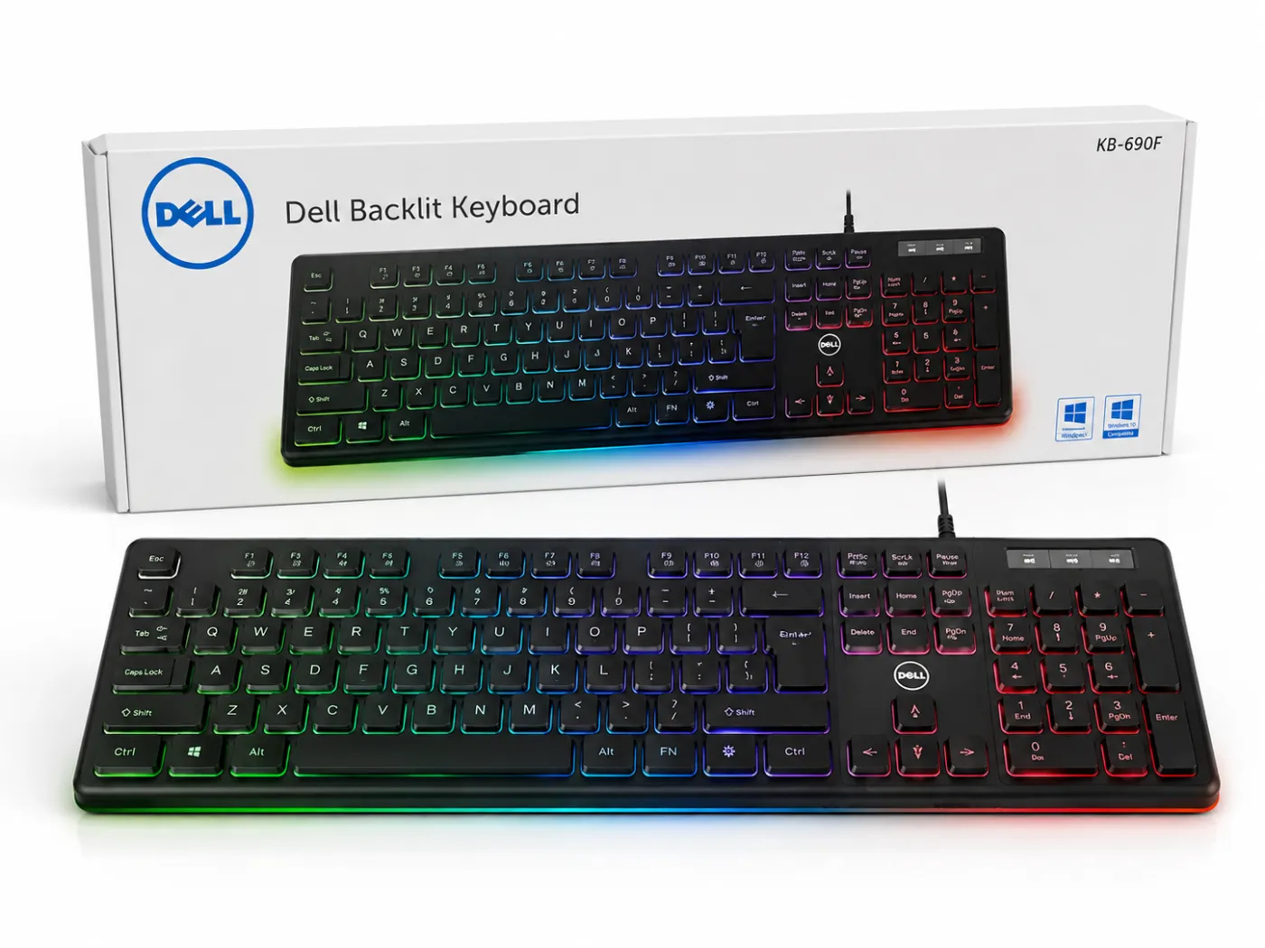كيبورد ديل مضيء RGB بسلك - Dell Backlit Keyboard KB-690F