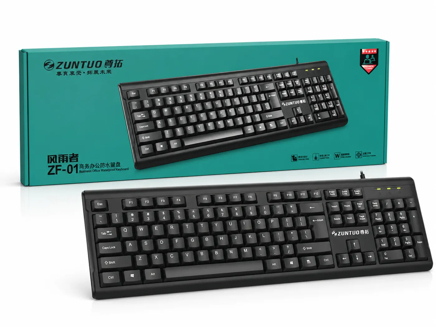 كيبورد مكتب سلكي مقاوم للماء من زونتو - ZUNTUO Business Office Waterproof Keyboard ZF-01