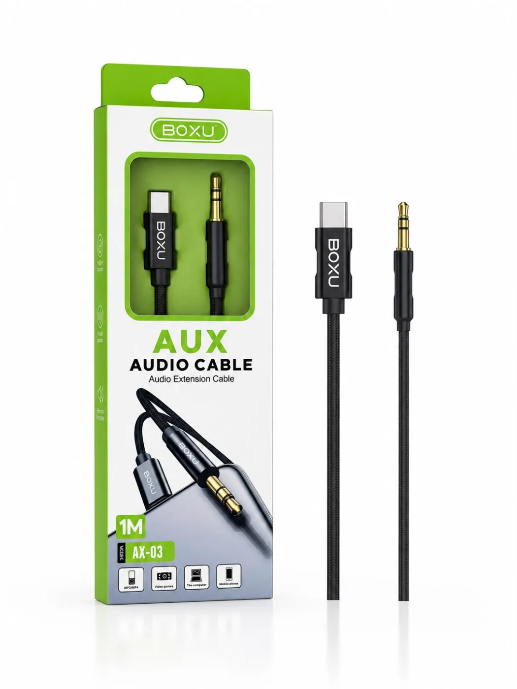 كيبل صوت BOXU AUX Type-C إلى 3.5mm – 1 متر